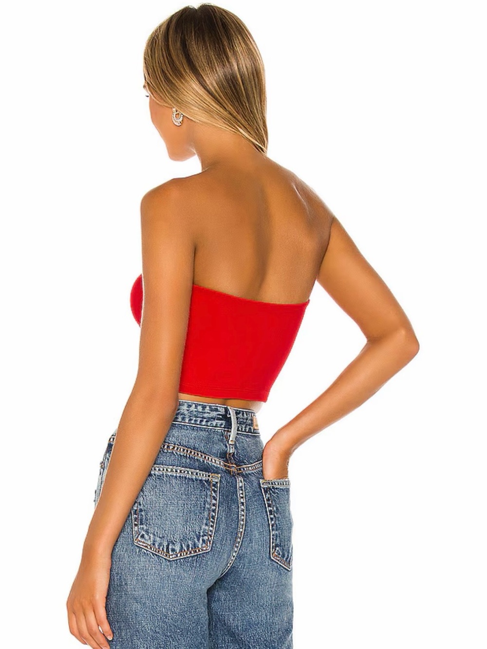 susana monaco Strapless Crop top Perfect Red Summer Festival Vacation Tube Top - Picture 3 of 9